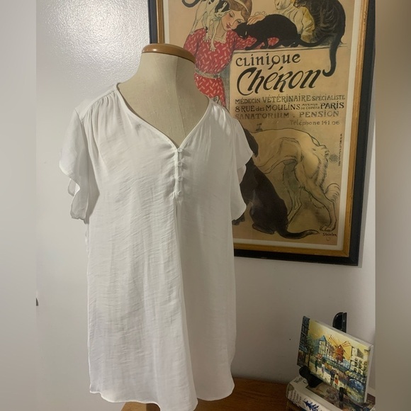 RACHEL ZOE lightweight white short sleeve blouse, XL - Picture 1 of 12